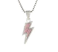 coadipress Collar con colgante de rayo de hip hop para hombres y mujeres, de acero inoxidable punk, que brilla en la oscuridad, collar con colgante de rayo de diamantes de imitación de circonita
