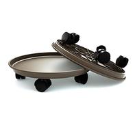 Coadura Transportadores de macetas,Soporte Redondo con Ruedas para Macetas,macetas de Interior y Exterior con Ruedas universales (Marrón, 36cm 2Pcs)