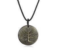COAI Colgante árbol de la Vida en Obsidiana Dorada con Encaje Ajustable para Hombres y Mujeres