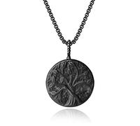 COAI Colgante Árbol de la Vida Unisex de Obsidiana con Cadena de Acero Inoxidable