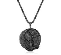 COAI Colgante de Obsidiana para Hombre con Cuervo