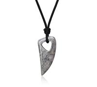 COAI Colgante Diente de Lobo Estilizado de Jaspe Mapa, Collar con Colgante Unisex con Encaje Ajustable