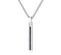 COAI Collar Acero Inoxidable Hombre, Collar Cadena Plata Hombre con Colgante Barra Rectangular con Zirconia Cúbica 50cm