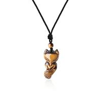 COAI Collar Ajustable Colgante de Zorro de Ojo de Tigre Piedra Semipreciosa de Protección
