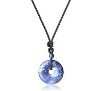 COAI Collar Ajustable con Colgante Buñuelo/Ping'An Kou de Sodalita para Hombres y Mujeres