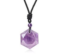 COAI Collar Ajustable con Colgante Estrella de Amatista Piedra Natural para Hombre y Mujer