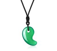 COAI Collar Ajustable con Colgante Magatama de Ágata Verde para Hombres y Mujeres