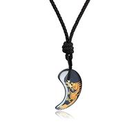 COAI Collar Ajustable con Colgante Magatama de Obsidiana Negra Piedra Natural Unisex