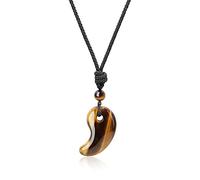 COAI Collar Ajustable con Colgante Magatama de Ojo de Tigre Piedra Natural para Hombre y Mujer