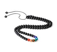 COAI Collar Ajustable de Ónice Negro Mate Piedra Natural con con Piedras de Chakras