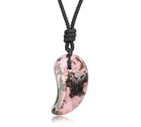 COAI Collar Ajustable Unisex con Colgante Magatama de Piedra Rodonita