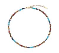 COAI Collar Chakras Mujer, Collar para Mujer con Cuentas de Piedras Naturales Color Arcoiris 4mm