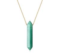 COAI Collar con Colgante Barra Hexagonal de Aventurina Verde Piedra Natural para Hombre y Mujer