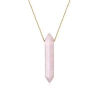 COAI Collar con Colgante Barra Hexagonal de Cuarzo Rosa Piedra Natural para Mujer