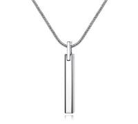 COAI Collar con Colgante de Barra Cuadrada de Tungsteno Unisex 50cm