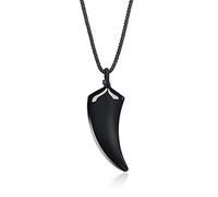 COAI Collar con Colgante Diente de Lobo de Obsidiana para Hombres y Mujeres