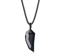 COAI Collar con Colgante Diente de Lobo en Obsidiana Negra Piedra Natural con Encaje Ajustable