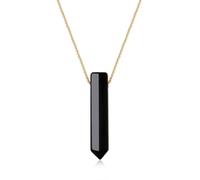 COAI Collar con Colgante Hexagonal Punta de Piedra Genuina Obsidiana Negra Piedra Natural