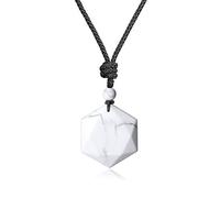 COAI Collar con Colgante Hexágono de Howlita para Hombres Mujeres