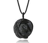 COAI Collar con Colgante para Hombre con Águila de Obsidiana Negra Piedra Natural