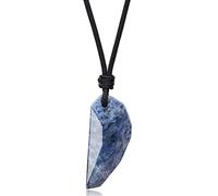 COAI Collar con Colgante para Hombre de Diente de Lobo de Piedra Azul Africana Piedra Natural Genuina
