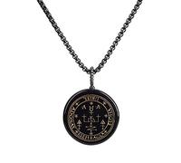 COAI Collar con Colgante Sello del Arcángel Uriel de Obsidiana Grabado con Láser, Collar Unisex con Colgante en Piedras Naturales con Cadena de Acero Inoxidable