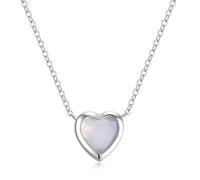 COAI Collar Corazón Mujer, Collar para Mujer de Piedra Lunar con Cadena de Plata Esterlina y Colgante Corazón