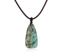 COAI Collar Cuero Hombre, Mujer, Collar Colgante Turquesa Africana Piedra Natural