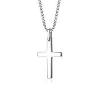 COAI Collar de Acero Inoxidable para Hombre, Collar Cadena para Hombre con Colgante de Cruz de Tungsteno 50cm