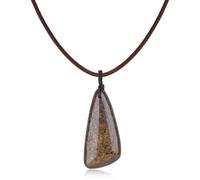 COAI Collar de Broncita para Hombre y Mujer, Collar Unisex con Colgante de Broncita Natural con Cordón de Cuero Italiano