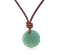 COAI Collar de Cuero Italiano para Hombre y Mujer con Colgante Árbol de la Vida de Aventurina Verde