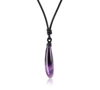 COAI Collar de Cuero Negro Genuino con Colgante Irregular de Amatista Piedra Natural para Hombre y Mujer