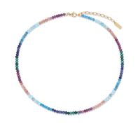 COAI Collar de Mujer de Cuentas de Piedras Naturales Arco Iris, Collar de Verano para Mujer con Piedras Chakra con Pulsera a Juego