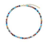 COAI Collar de Piedras Chakras para Mujer, Collar para Mujer con Cuentas de Piedras Naturales Color Arcoiris 6mm