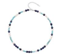 COAI Collar de Piedras Naturales para Mujer, Collar de Perlas de Agua Dulce Lapislázuli y Turquesa Sintética