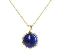 COAI Collar de Plata de Ley 925 Chapado en Oro para Mujer con Colgante Redondo de Lapislázuli Piedra Natural