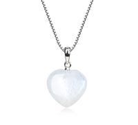 COAI Collar de Plata de Ley 925 para Mujer con Colgante Corazón de Piedra de Luna