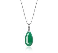 COAI Collar de Plata de Ley para Mujer con Colgante Lágrima/Gota de Agua de Ágata Verde Piedra Preciosa