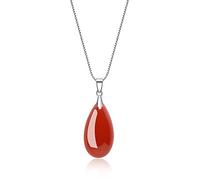 COAI Collar de Plata de Ley para Mujer con Colgante Lágrima/Gota de Agua en Ágata Roja Piedra Natural