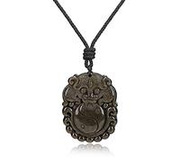 COAI Collar de Protección con Colgante Pixiu de Obsidiana Dorada Piedra Preciosa, Collar Unisex Ajustable