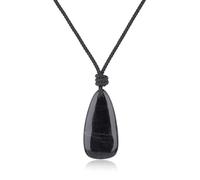 COAI Collar de Turmalina Negra para Hombre y Mujer, Collar Unisex con Colgante de Turmalina Negra Natural con Cordón de Nylon Negro