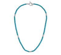 COAI Collar de Turquesa Creada y Hematita Natural para Hombre, Collar Surfero de Verano para Hombre 50cm