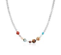 COAI Collar Galaxia de Labradorita con Cuentas de Planetas del Sistema Solar Sol y Luna