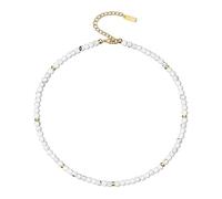 COAI Collar Gargantilla de Perlas Cuentas de Howlita Piedra Natural Semipreciosa