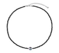 COAI Collar Gargantilla Mujer con Piedras Naturales de Espinela Negra, Collar de Perlas Negras Naturales para Mujer, Regalo para Mujer