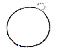 COAI Collar Gargantilla para Hombres y Mujeres con Cuentas de Ónice Facedato con Piedras Chakras