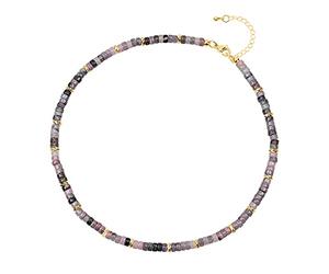 COAI Collar Gargantilla para Mujer con Cuentas de Heishi de Rodonita Piedra Natural