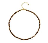 COAI Collar Gargantilla para Mujer con Cuentas de Heishi en Ojo de Tigre Piedra Natural