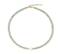 COAI Collar Gargantilla para Mujer con Cuentas Heishi de Aventurina Piedra Semipreciosa y Perla Cultivada de Agua Dulce