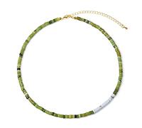 COAI Collar Gargantilla para Mujer con Cuentas Heishi de Crisoprasa Piedra Natural Semipreciosa